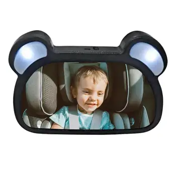 Bērnu Drošība Auto Atpakaļskata Spogulī | Tālvadības pults, Grozāms Bērnu Spogulis | LED Nakts Gaisma Shatterproof Bērnu Spogulis